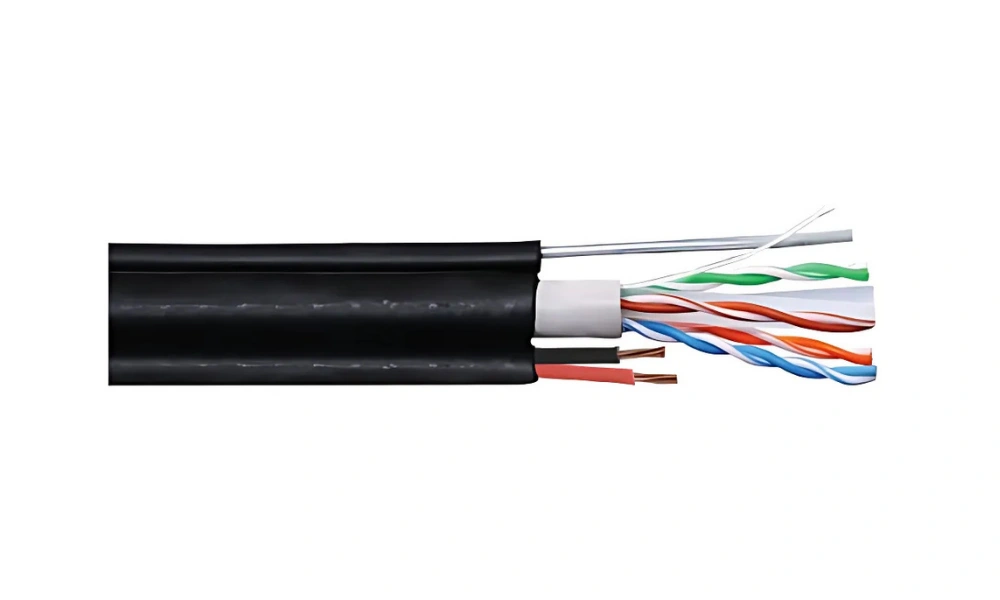 CAT6 UTP Cable Outdoor Drop Wire With 2 Power Double Jacket